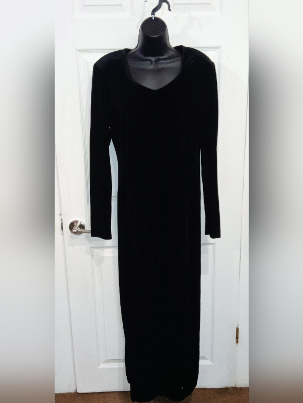 Worthington Black Long Sleeve Velvet Maxi Dress